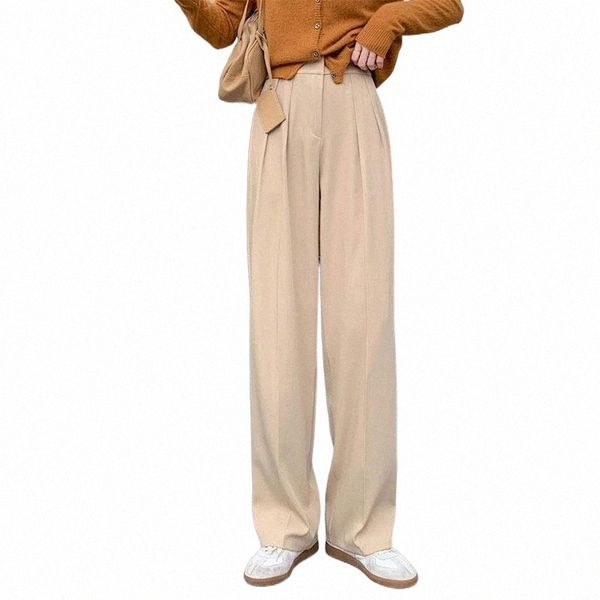 

women's pants & capris suit autumn high waist thin mopping loose hanging feeling wide leg straight casual m6mz#, Black;white
