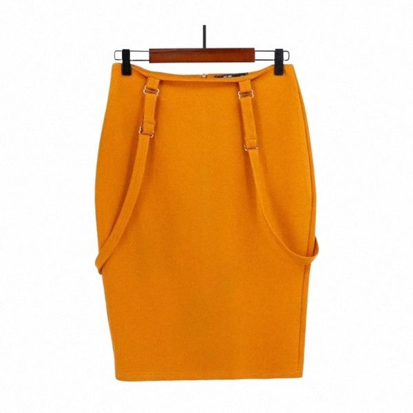 

skirts suspender skirt women overalls high waist stretch bodycon pencil office business work wear two shoulder strap saias p4mu#, Black