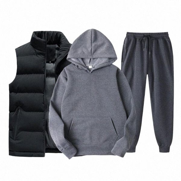 

men's tracksuits outfits jogger set brand men casual sets 3pc solid hoodies & sweatpants jacket tracksuit trendy clothing jump suit d5t, Gray