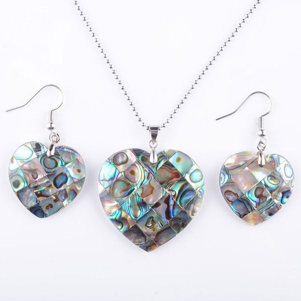 

natural paua abalone shell fashion jewelry set for women party gift beads dangle pendant dangle hook earring bq300, Silver