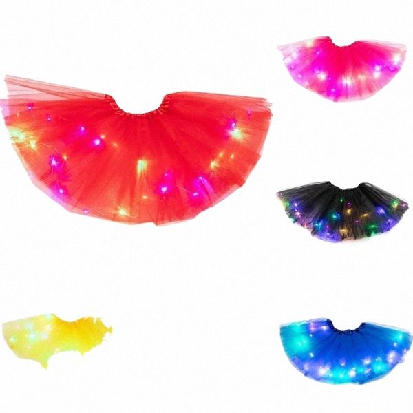 

skirts women skirt 3 level mesh tulle princess with led small bulb summer fashion female party casual beach mini n8fe#, Black