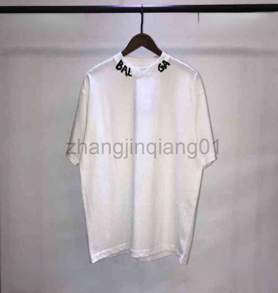 

designer balanciagas t shirt fashion brands luxury summer classic graffiti collar printed mens and womens couple loose short sleeve balencig, White;black