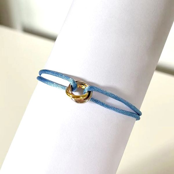 

designer bracelet stainless steel trinity ring string bracelet three rings hand strap couple bracelets for women and men fashion jewwelry fa, Golden;silver