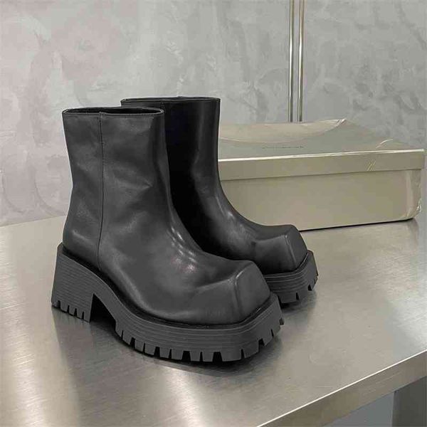 

boots sweet cool european super short fried street chelsea boots autumn and winter thick soled square headed martin women's, Black