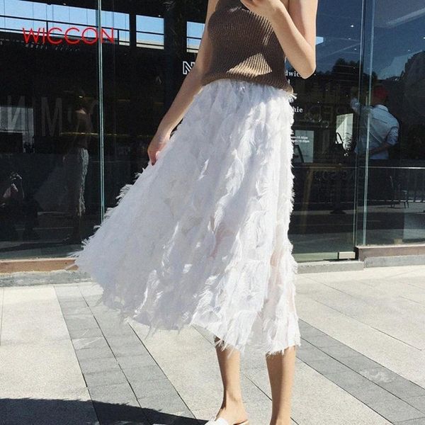 

skirts summer tulle tassel skirt women female tutu pleated black white pink p6du#