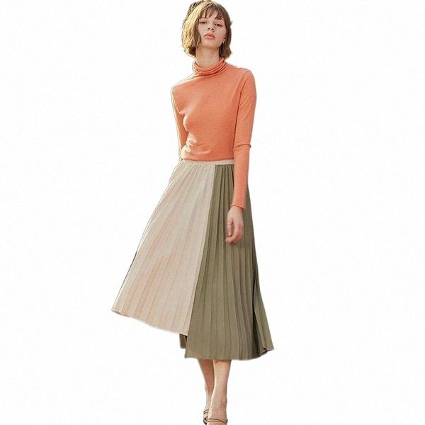 

skirts ael 2021 pleated satin skirt summer casual midi asymmetry femme sweet party vintage f6tf#, Black