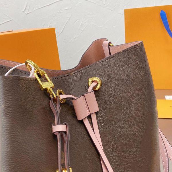 

designer bag m44020 m44021 neonoe bucket bag canvas handbag totes drawstring closure fashion shoulder bag women real leather cross body