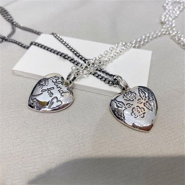 

luxury brand blind for love necklace charm heart tiger lovebirds pendant necklaces hearts jewelry gift for women girlfriend on importa166d, Silver