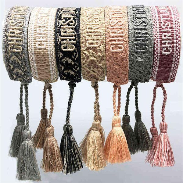 

brand bracelet jewelry handmade signature embroidered color cotton women's men woven tassel adjtable lover 0s 7s 8s lvc6226p, Black