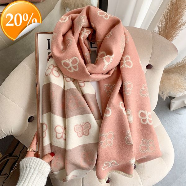 

new design scarf autumn and winter 2022 style cashmere like jacquard thick for women, Blue;gray