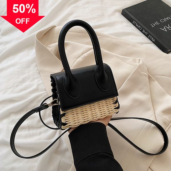 

evening clutches designer bags 2022 bag women's summer new fashion one shoulder crossbody handbag natural cane woven lovely children
