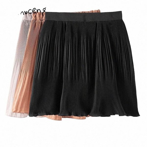 

yitimuceng folds skirt women mini high waist a-line solid clothing 2021 spring summer korean fashion sweet skirts o6pl#, Black