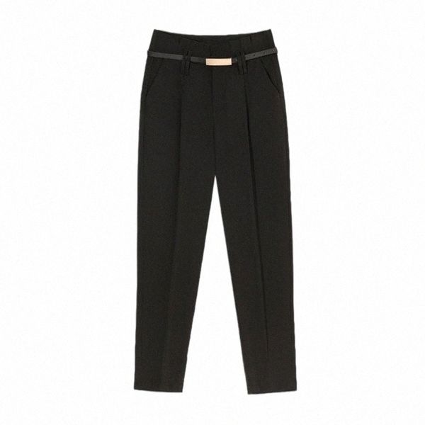 

women's pants & capris coigarsam women summer casual solid loose thin high waist straight zipper belt black khaki apricot p00t#, Black;white