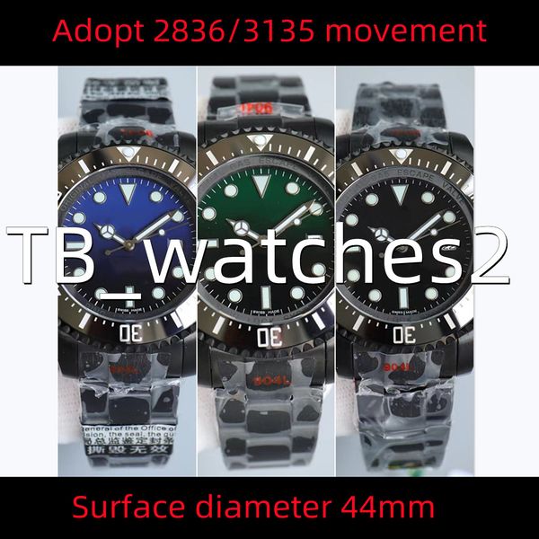 

r watches mens gradient high-end watch adopts 2836/3135 movement stainless steel strap with a diameter of 44mm deep diving series waterproof, Slivery;brown