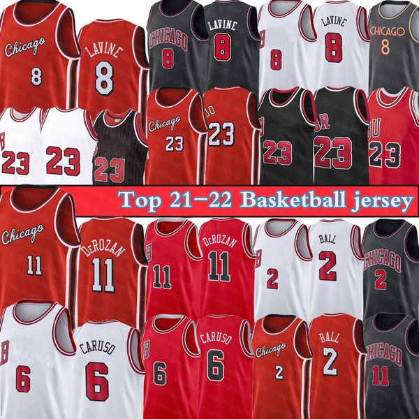 

jersey basketball''nba''demar 11 derozan lonzo 2 ball 23 michael retro zach 8 lavine alex 6 caruso men, Black;red