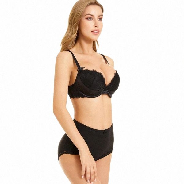 

miaoersidai women bra set push up lingerie lace lady's underwear and panty plus size high waist brief suitable for year bras sets 70zd#, Red;black