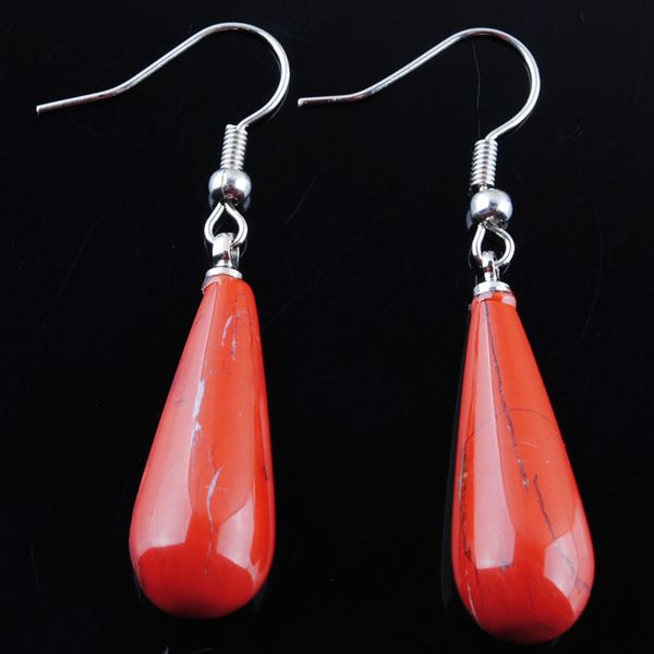 

classic dangler dangle earring women jewelry water drop natural red river jasper stone beads pendant decoration dr3148, Silver