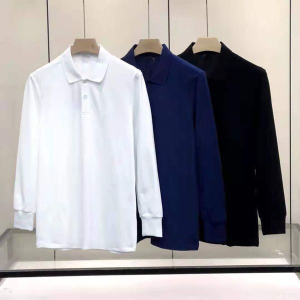 

2021 autumn new casual fashion business lapel long sleeve t-shirt men's b071921, White