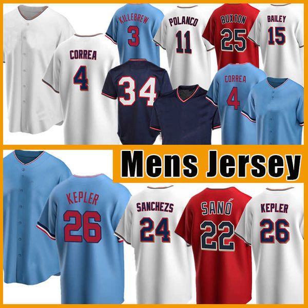

twins kepler sanchez baseball jersey men women kids carlos miguel sano harmon killebrew correa luis arraez gio urshela kirby puckett stitche, Black