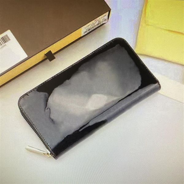 

m69110 glossy patent leather embossing wallet for women zipper card holders coin purses woman clutch long wallets with268o, Red;black