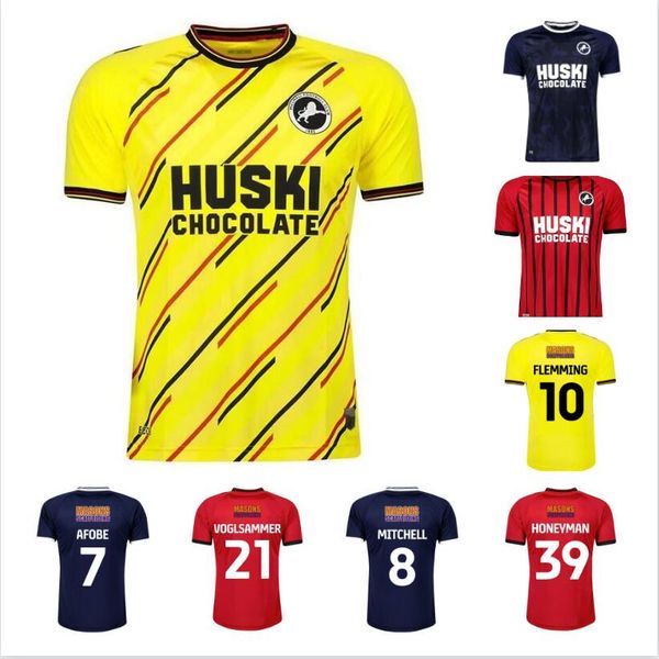 

22 23 millwall soccer jerseys afobe mitchell honeyman home away 3rd bradshaw flemming malone football shirt burey bennett voglsammer saville, Black;yellow