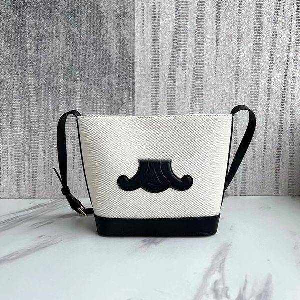 

fashion luxurys designer bag leather handbag triomphe bucket bag casual women's shoulder cross body bags