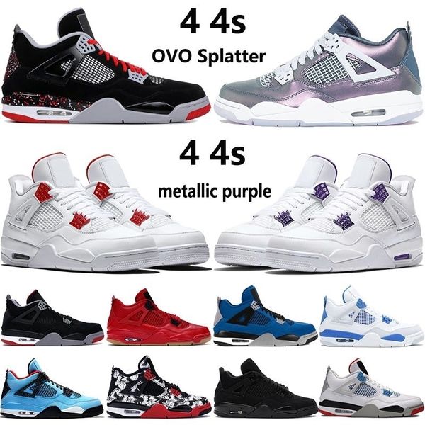 

new 4 ovo splatter 4s metallic purple red jumpman basketball shoes black cat what the bred monsoon blue encore mens sneakers