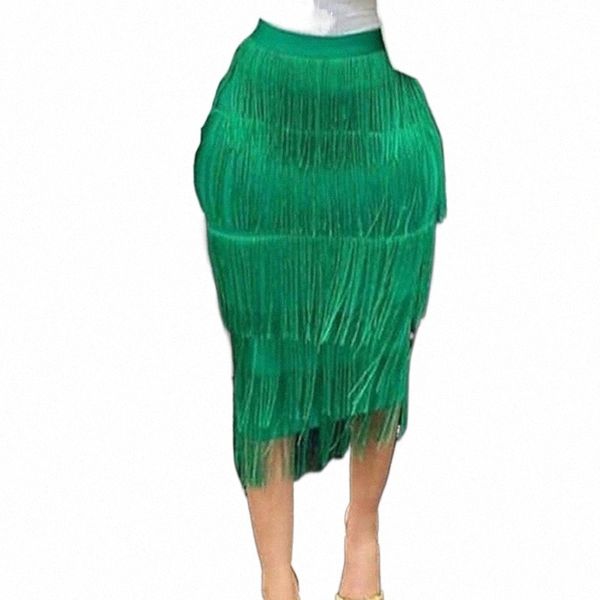 

skirts 2021 spring green fringe bodycon pencil skirt tassel high waist women stretch sheath midi length ladies slim mi886 50qq#, Black