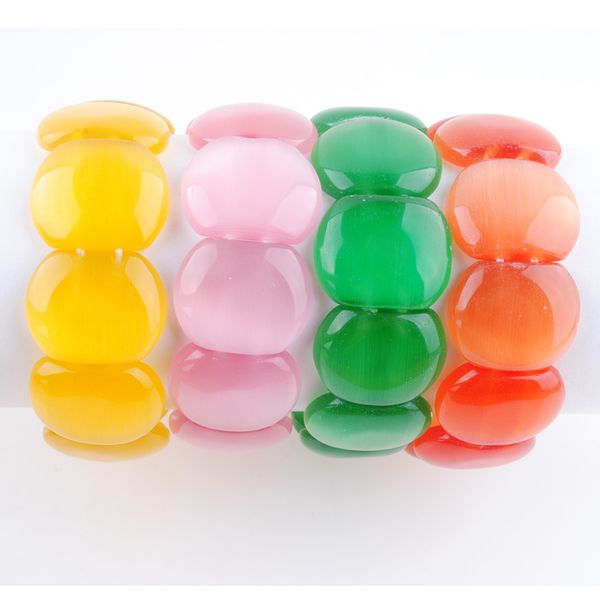 

9 colors natural opal gem stone beads strand bracelet stretchy bangle women jewelry 7 inches bk332, Black