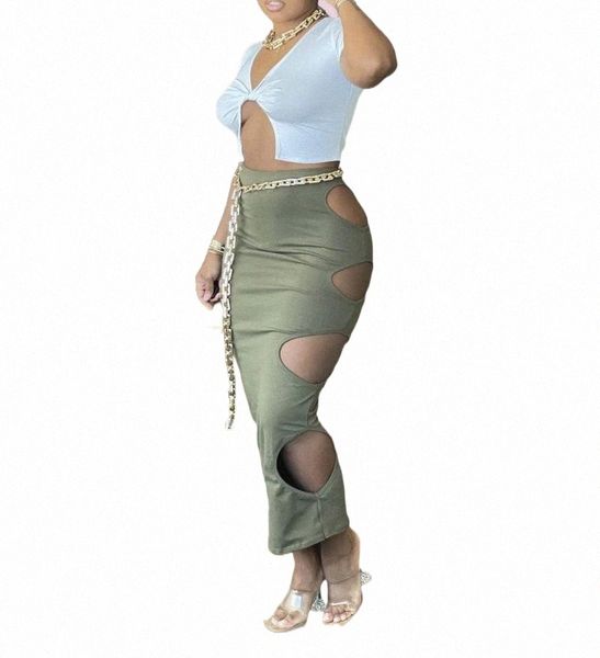 

skirts vazn 2021 solid color tight hollow hole commuter bottom skirt european and american fashion women's wear t5sk#, Black