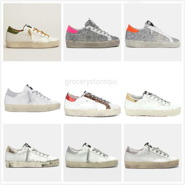 

italy brand golden hi star sneakers platform sole women casual shoes luxury classic white do-old dirty designer fashion leopard tail man, Black