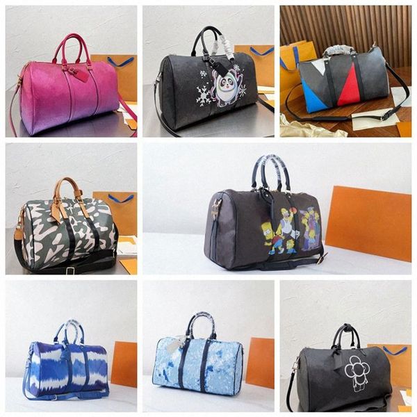 

tavel bag keepall 45 large capacity women travel bags classical designer 2022 men shoulder duffel bags carry on luggage ne273n