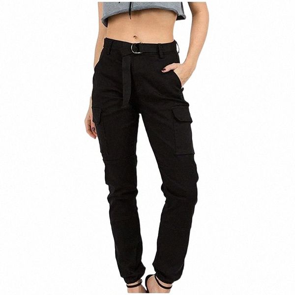 

loose cargo pants for women hip hop slim fit high waist jogger matching belt harajuku sports trousers women's & capris n4au#, Black;white