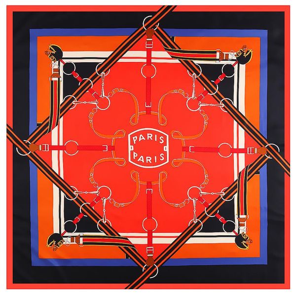 

twill weave silk square scarf belt print neckerchief bandana women headwear shawl vintage handmade scarves large size 130 130 cm251j, Blue;gray