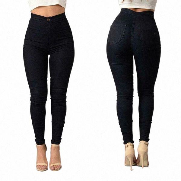 

women denim skinny leggings pants high waist stretch jeans rose pencil trousers /by women's & capris i0nl#, Black;white
