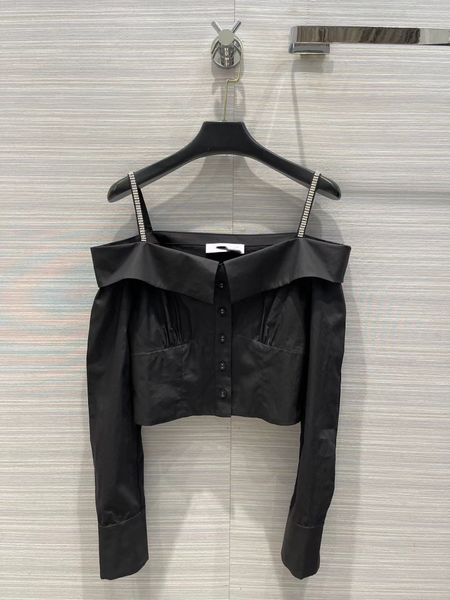 

milan runway jackets 2022 new autumn spaghetti strap long sleeve rhinestone panelled designer coats brand same style 0918-11, Black;brown