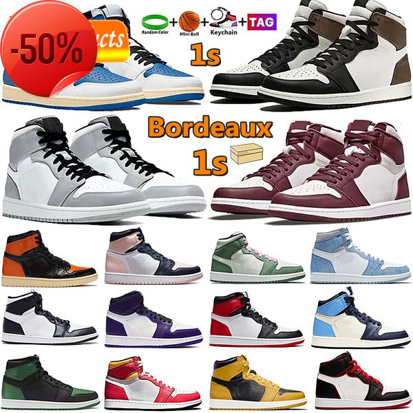 

jumpman 1 university blue basketball shoes 1s high dark mocha electro orange unc light smoke grey hyper chicago bred royal toe men women, Black