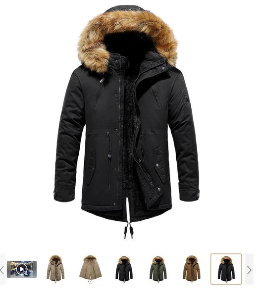 

men's down parkas jackets winter jacket men solid long cotton fashion wadded thicken design warm fur hooded coat mm68llh08 o2uq asz9mqh, Black