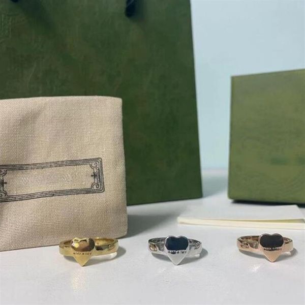 

designer ring fashion heart rings for women original design great quality love shaped ring with box 1pcs nrj277b, Slivery;golden