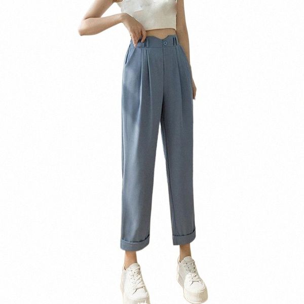 

women's pants & capris spring and autumn chiffon croppe plus size straight loose loose-fitting casual trousers ankle-lenght suit d246#, Black;white