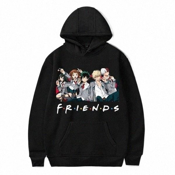 

women's hoodies & sweatshirts anime hoodie men my hero academia friends oversized sweatshirt women polerone bluza damska korean clothes, Black