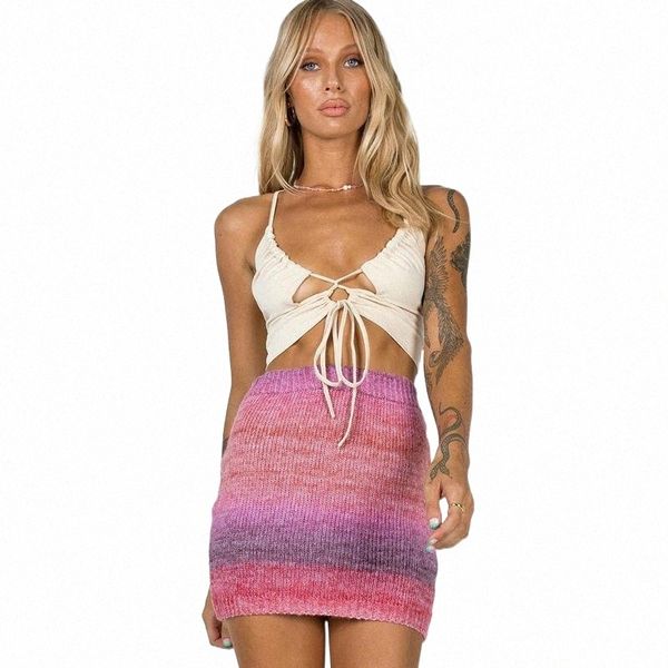

skirts fashion rainbow patchwork mini women 2021 knitted multicolors gradient party club wear bodycon short skirt n91l#, Black