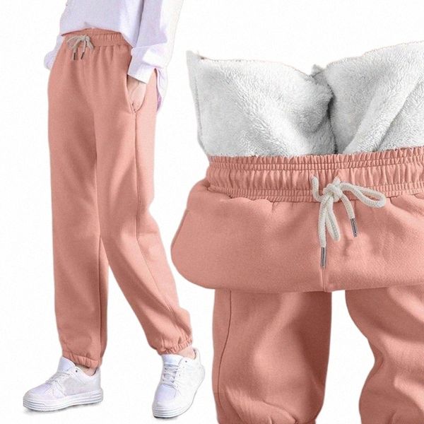 

women's pants & capris women winter warm sweatpants thick trousers keep plus velvet woman size long fashion casual soild wild leg l3q8#, Black;white