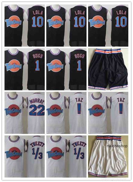 

2021 space jersey jam movie tune squad looney daffy duck bill murray lola bugs bunny taz michael james curry basketball shorts''nb, Black;red