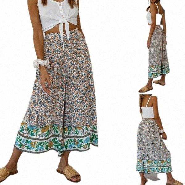 

brand womens palazzo trousers floral print summer wide leg pants bottoms female ladies holiday beach casual wear s-xl women's & capris, Black;white