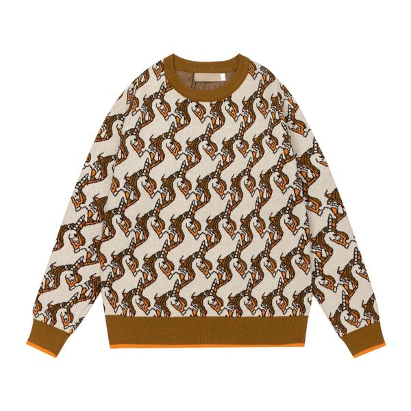 

2023 autumn and winter women's knitted sweater round neck letter print street european pullover, White;black