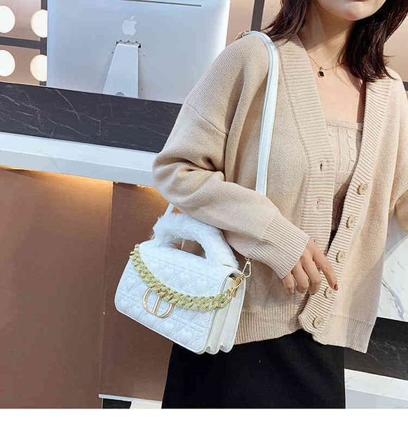 

shoulder bags autumn and winter plush hand embossed trend ins single messenger