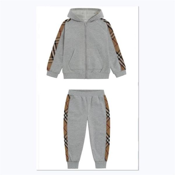 

spring autumn baby boys tracksuits sportswear kids clothing sets boy casual set cotton children plaid zipper hoodies pants joggers302k, White
