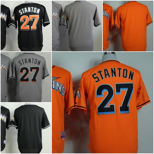 

vintage mitchell&ness baseball jerseys 27 mike stanton blank jersey, Blue;black