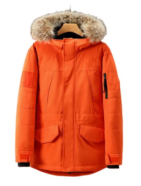 

-40 degree cold resistant down north winter jacket men genuine fur collar thick warm white duck downs men's winter coat d06, Black